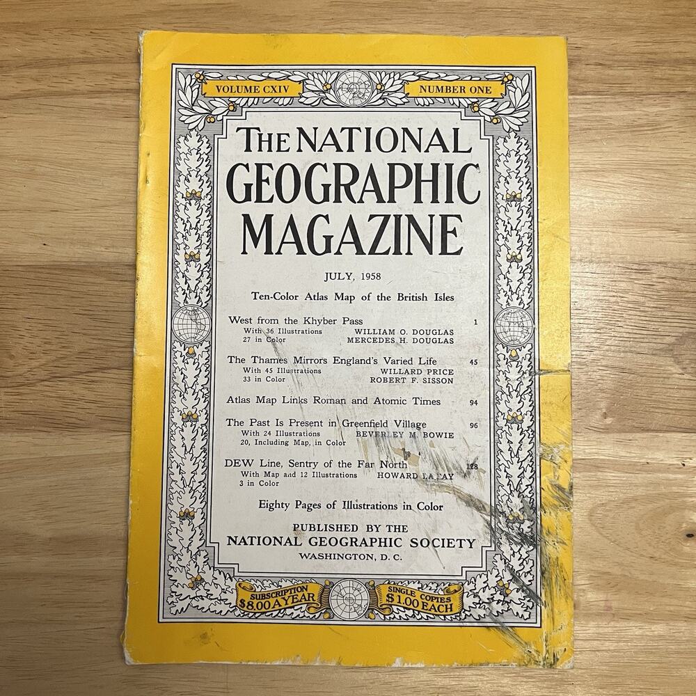 Vintage National Geographic July 1958 Khyber Pass England Greenfield Village